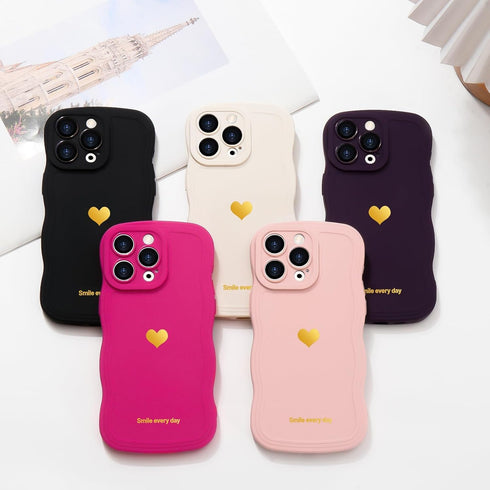 for iPhone 13 Pro Case Cute Heart Simple Wave Frame Case Aesthetic Design Solid Color Girls Women TPU Silicone Slim Phone Case Cover for iPhone 13...