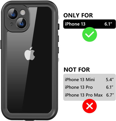 for iPhone 13 Waterproof Case with Built-in Screen Protector, Shockproof Dustproof Full Body Protective IP68 Waterproof Phone Case for iPhone 13 6...