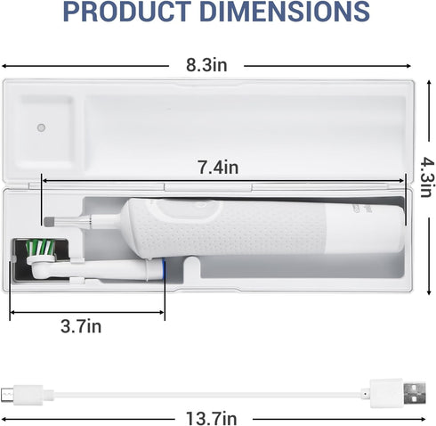 Portable Electric Toothbrush Case, Rechargeable Travel Home Toothbrush Cleaner Case Fits for Oral-B Philips etc Most Electric Toothbrush Heads and...