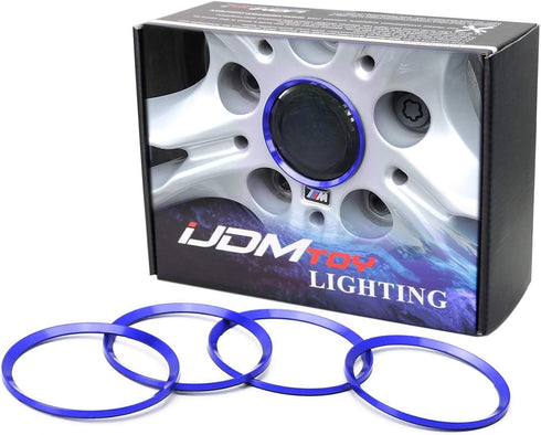 iJDMTOY 4pc Anodized Blue Aluminum Rim Center Cap Surrounding Ring Decoration Trims Compatible with All BMW 68mm Center Caps...