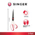 SINGER 00445 8-1/2-Inch, 3-Pack Fabric Scissors with Comfort Grip, Red & White, 3 Count...