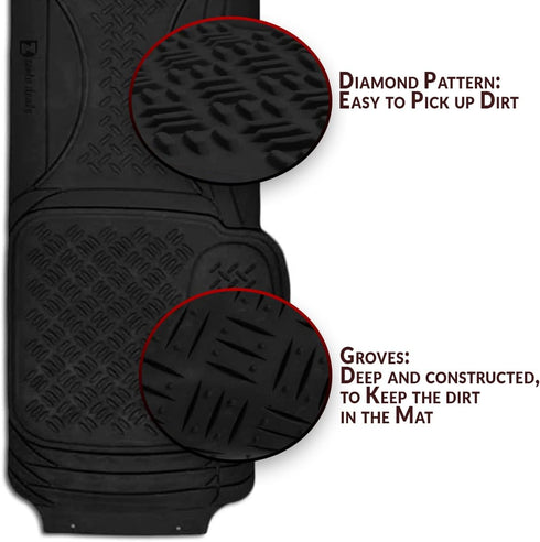 Zento Deals Car Floor Mat -Heavy Duty Weather Protection Mats (Black - 1pcs Car Diamond Floor Mat)...