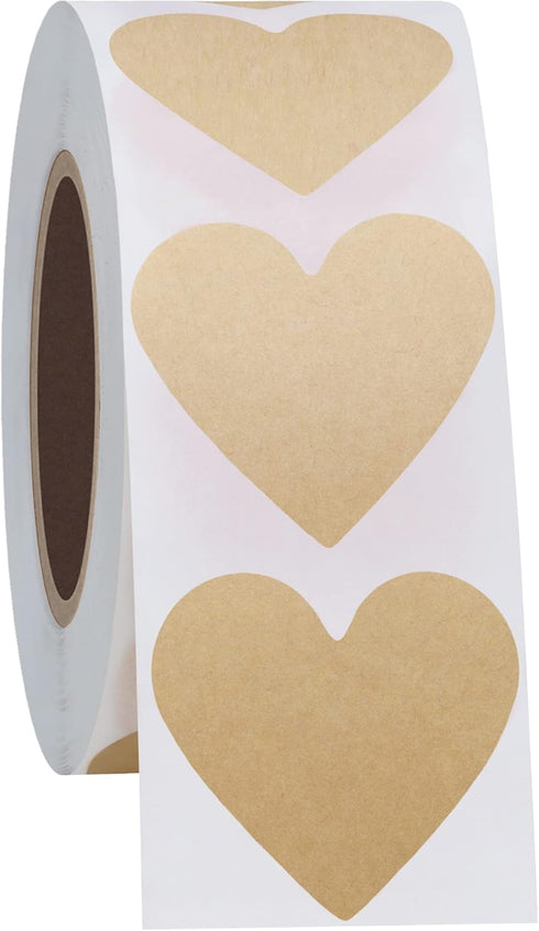 Hybsk 1000pcs Kraft Heart Stickers 30mm Love Stickers for Envelope Seals Crafting Scrapbooking (Kraft)...