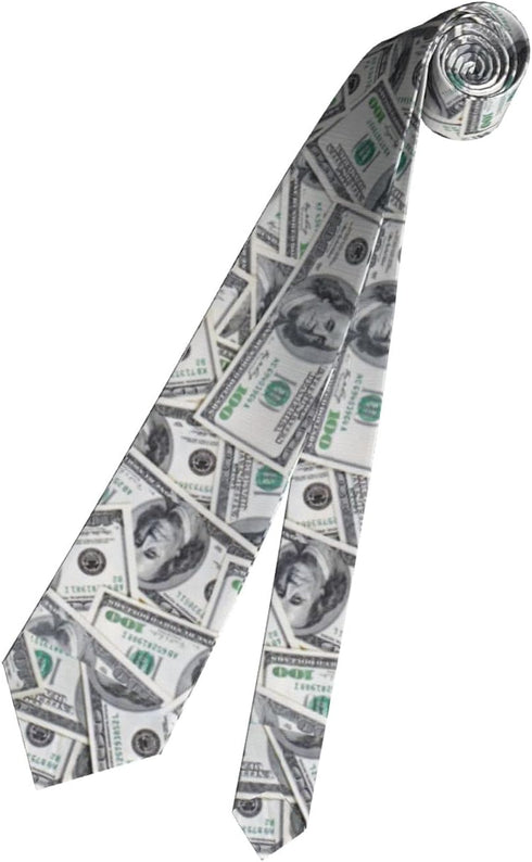 American Money Mens Tie Money Us 100 Hundred Dollar Bill Necktie,Fun Print Woven Slim Neck Ties for Men...
