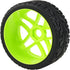 1:8 Off-Road RC Buggy 17mm Hub Wheel Rims and Tires H Tread Pattern Fluorescent Green Pack of 4...