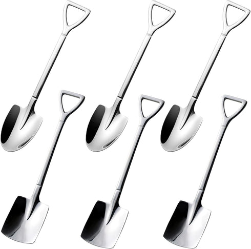 6 Pack Stainless Ice Cream Spoons, Shovel Spoons, Watermelon Spoon Reusable Small Spoon for Tea Dessert Home Kitchen Party Restaurant Party Suppli...
