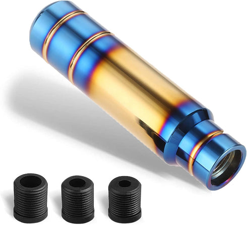 Weighted Manual Shift Knobs Blue, 5 Inch with 3 Threaded Adapters M8 M10 M12 x 1.25, Metal Gear Stick Shift Knob Aluminum Alloy, Universal Car Acc...