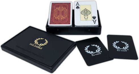 DA VINCI Persiano, Italian 100% Plastic Playing Cards, 2-Deck Set Poker Size Jumbo Index, with Hard Shell Case and 2 Cut Cards...