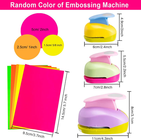 3 Pack Craft Hole Punch 2 Inch 1 Inch 5/8 Inch Circle Punch Set Paper Punchers with Craft Sticker Paper, Circle Cutter for Card Making Scrapbook C...