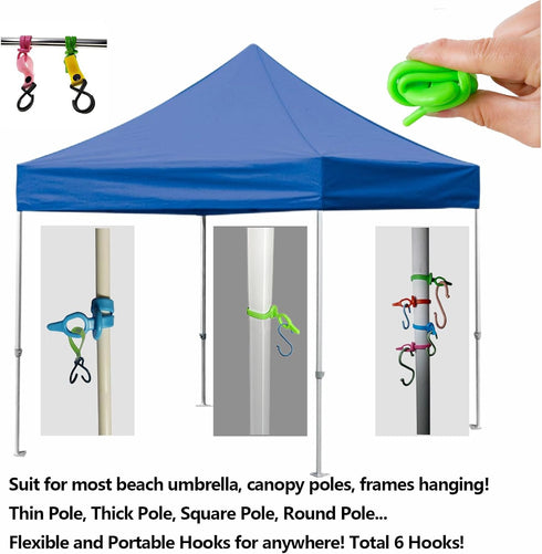 Easy Umbrella Hook Beach Accessories for Vacation Must Haves Essentials,Trip Gear Set of 4 with 6 Hooks,Various Poles...