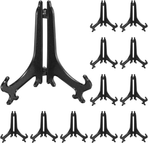 uxcell 7" Acrylic Plate Stands for Display Easels Stand Display Stand Acrylic Plate Holder for Card Easel Photo Frame Desktop Black 12Pcs...