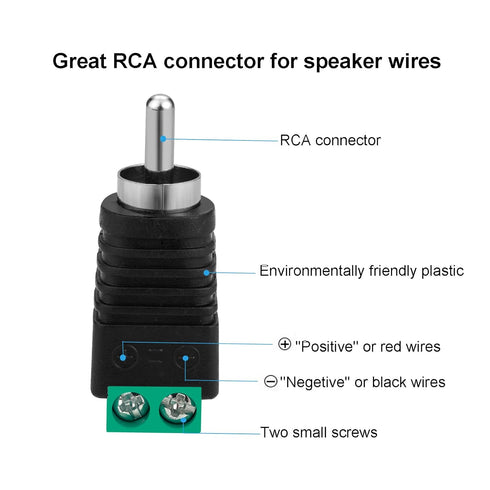 RCA to Speaker Wire Adapter, 10Pcs RCA to AV Screw Terminal Connector Phono RCA Male Female Plug Solderless Converter Audio/Video Speaker Wires Co...