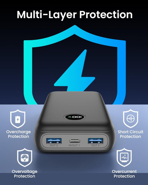 SOARAISE Power Bank, 27000 mAh Power Bank, PD3.0 QC4.0 22.5 W Fast Charging External Battery Pack with 3 USB Outputs and LED Digital Display, Port...