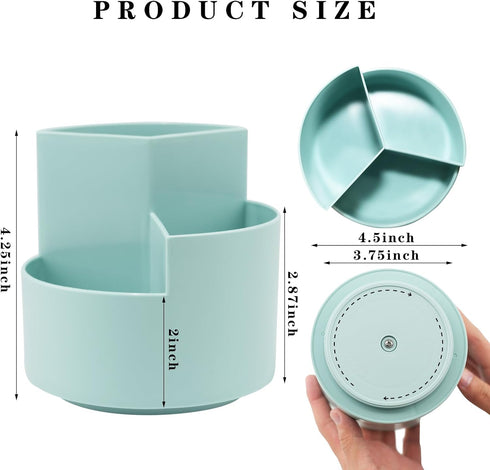 Desk Pencil Pen Holder, 360-degree Rotating Desktop Storage Organizer (White)...
