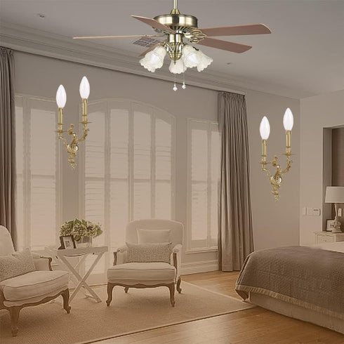 E26 LED Candelabra,4W Vintage 40 Watt Equivalent Edison Style, C32 Frosted Glass Flame Shape,2700K Warm Soft White 400LM,Dimmable LED Candle Bulbs...