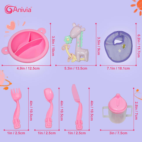 ANIVIA Baby Doll Accessories Set Girl Doll Sleeping Bag with Baby 11 Pcs 18 InchDoll Feeding Set Pretend Play Supplies Makes The Best Imaginative ...