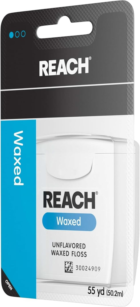 Reach Unflavored Waxed Dental Floss for Oral Care & Removal of Plaque & Food from Teeth & Gum Line, Accepted by The American Dental Association (A...