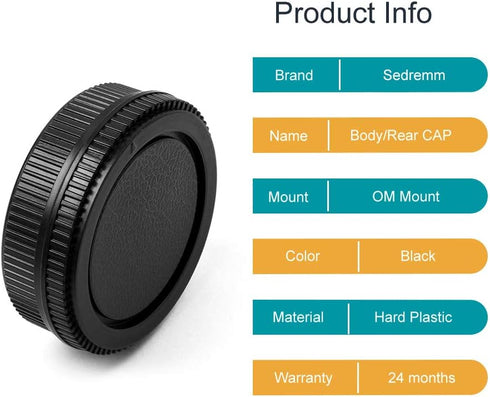 Camera Body Cap and Lens Rear Cap Cover Replacement Set for Olympus OM Mount Cameras and Lens,2 Sets...