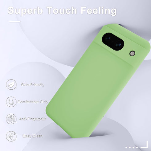 for Google Pixel 8a Case, Silicone Phone Case with 1 Screen Protector, Soft Anti-Scratch Microfiber Lining, Full Body Shockproof Slim Cover Suppor...