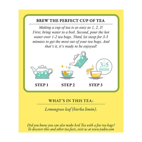 Lemongrass Lemon Tadin Tea - Te De Limon - Premium Tea for Nerves - PACK OF 2...