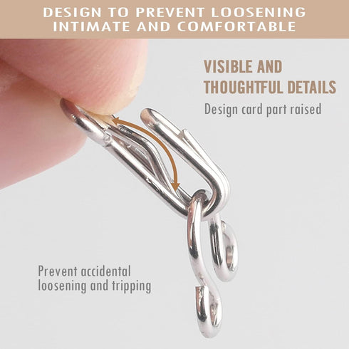 PECMER 100set Copper Sewing Hook and Eye 3# Silver Bra Hooks for Skirt Clothing Bra Hook Replacement Trousers Skirt Dress Sewing Closure Sewing Ho...