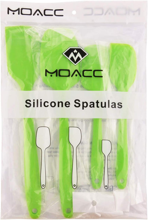 Silicone Spatulas Set, Rubber Spoon Spatula Heat Resistant Spoonula One Piece Design Seamless Spatula Non-Stick Scrapers Baking Mixing Tool (Green...