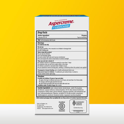 Aspercreme Lidocaine Foot Pain Relief Cream Soothes Aggravated Nerves & Moisturizes Dry Feet, Numbing Topical Analgesic With Max-Strength Lidocain...