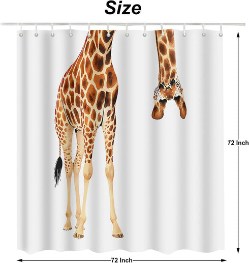 Moslion Giraffe Bathroom Shower Curtain Wild Animal Watercolor Giraffe Brow White Feather Shower Curtains Home Decorative Waterproof Polyester Fab...