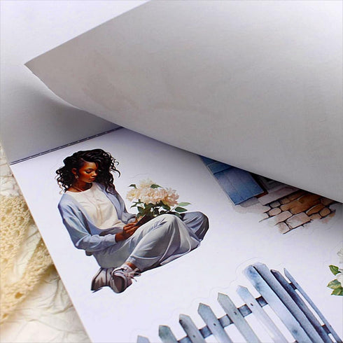 A5 Pre-cut Journal Sticker Book for Journaling, Dual Materials, Women House 20 Unique Junk Journal Stickers Paper Sheets for Scrapbooking Supplies...