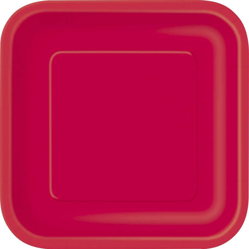 Ruby Red Square Dessert Plates - 7" (Pack Of 16) - Premium Quality Paper - Perfect For Parties & Events...