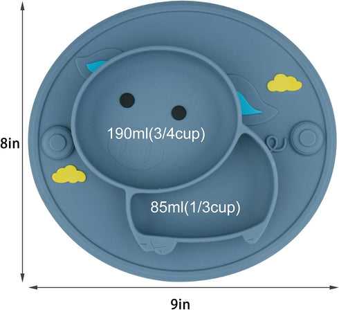 Qshare Toddler Plate, Portable Baby Plates for Toddlers and Kids, BPA-Free Strong Suction Plates for Toddlers, Dishwasher & Microwave Safe Silicon...