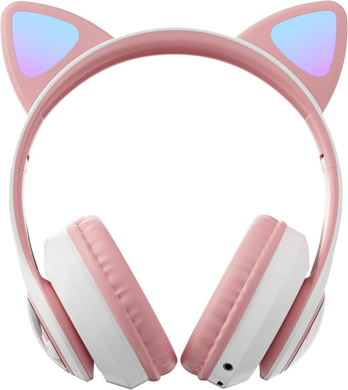 Cat Ear Bluetooth Headphones,Toddlers Kids wireless Headphones for boys girls Amazon Fire Tablet/Laptop/Pad/School (white pink 2)...