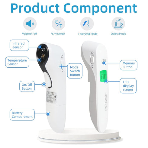 No-Touch Infrared Forehead Thermometer for Adults and Baby, Digital Thermometer with Fever Alarm and Memory Function, White...