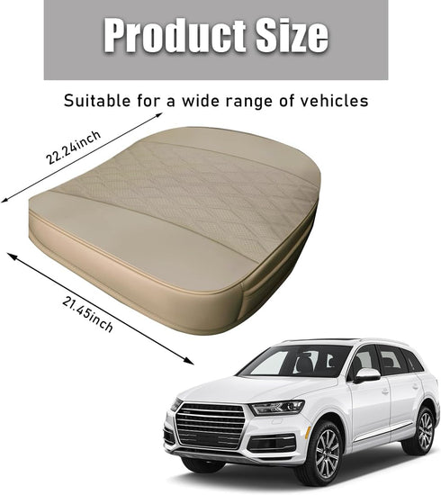 Car Front Seat Cover, 21"×22" Luxury PU Leather Auto Seat Protection Cover, Comfortable Anti Slip Front Bottom Seat Cushion with Full Wrap, Univer...