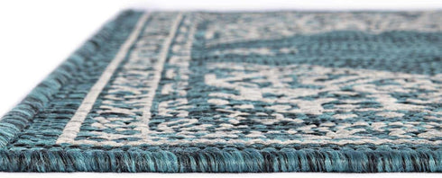 Unique Loom Outdoor Traditional Collection Area Rug - Antique (2' x 3' 1" Rectangle Teal/Ivory)...