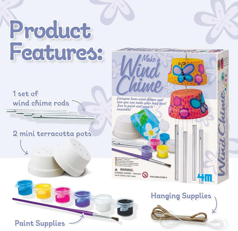 4M Make A Wind Chime Kit - Arts & Crafts Construct & Paint A Wind Powered Musical Chime DIY Gift for Kids, Boys & Girls...