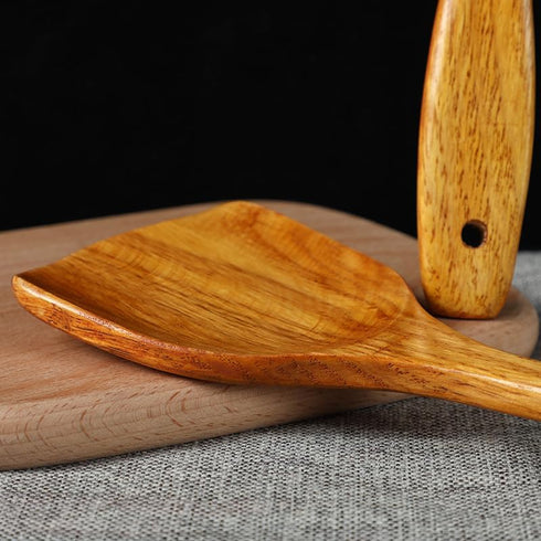 Wooden Spatula for Cooking Nonstick, Kitchen Wok Spatula Utensil Set,15" Wooden Turner Serving Tool for High Heat Stirring in Nonstick Pans...