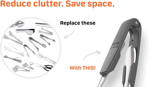 As seen on SHARK TANK - Turn eating utensils into versatile tongs (1-Pack, Black)...