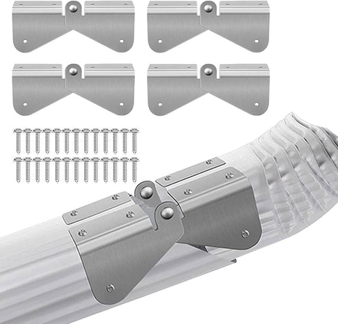 4 Pcs Gutter Extension Hinges, Downspout Gutter Hinge, Downspout Extension Flip-Up Hinge with 26 Screws, Gutter Downspout Extensions Hinge, Easy I...