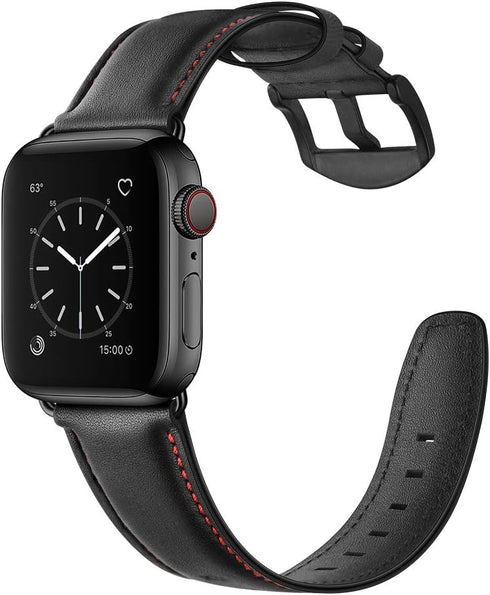 Leather Band Compatible with Apple Watch 10 46mm Ultra2 49mm 45mm 44mm 42mm Mens Women Vintage Leather Strap XL Dressy Black Bands for iWatch Ultr...