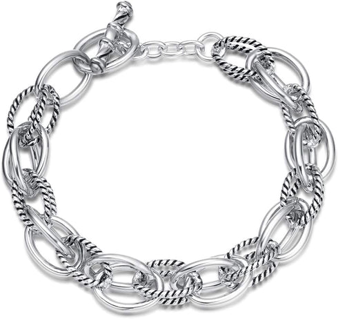 UNY JEWEL Luxury Fusion Twisted Cable Link Chain Bracelet for Women Shinny Designer Dupes Statement Jewelry Two Tone Gold Wire Link...