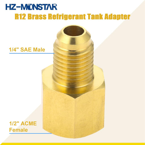 R134A R22 Brass Refrigerant Tank Adapter, R410a Vacuum Pump Adapter Fitting with 5/16" Sae Female x 1/4" Sae Male R12 R134A Tank Adapter Fits for ...