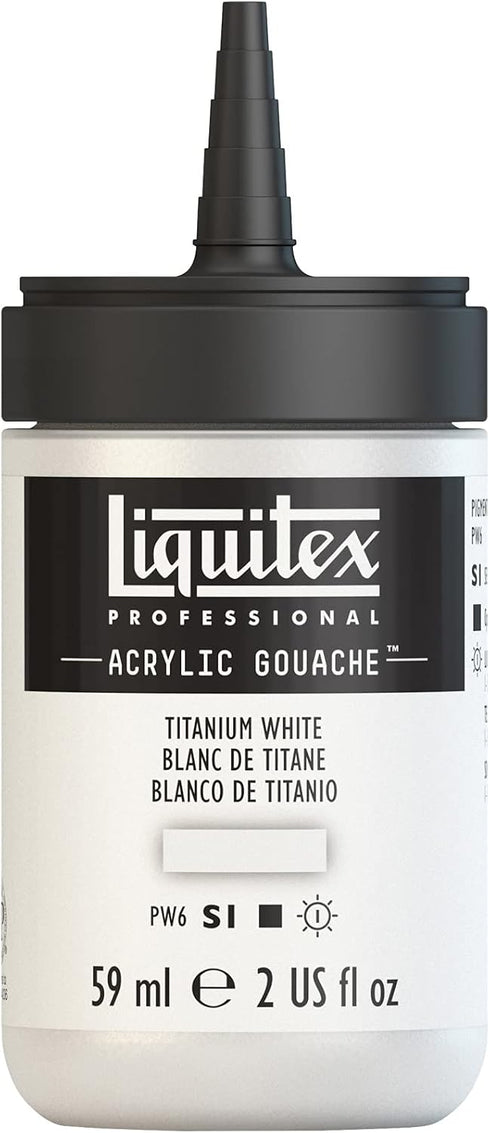 Liquitex Professional Acrylic Gouache, 2-oz (59ml) Bottle, Titanium White...