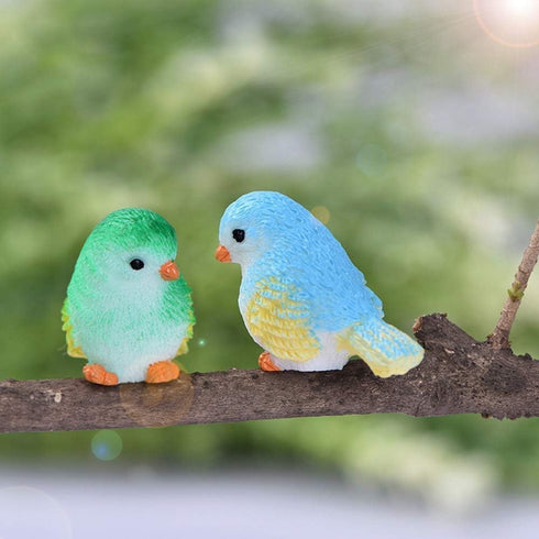 4Pcs Blue Miniature Bird Figurines, Mini Resin Birds, Fairy Garden Accessories and Supplies, Micro Landscape, Bonsai Craft Decor Outdoor Statues O...