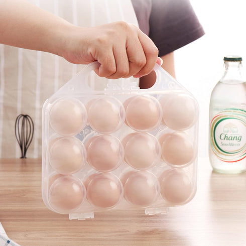 YOHA Clear Egg Storage Box Delicate 12 Girds Egg Dispenser Holder Case Refrigerator Crisper Camping Picnic Travel Portable Egg Carriage,Clear-12...