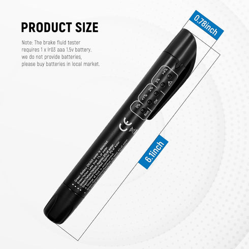 Brake Fluid Tester Pen with 5 LED Indicators, DOT 3/4/5.1 Brake Fluid Moisture Analyzer, Universal Brake Diagnostic Tool for Car Maintenance...