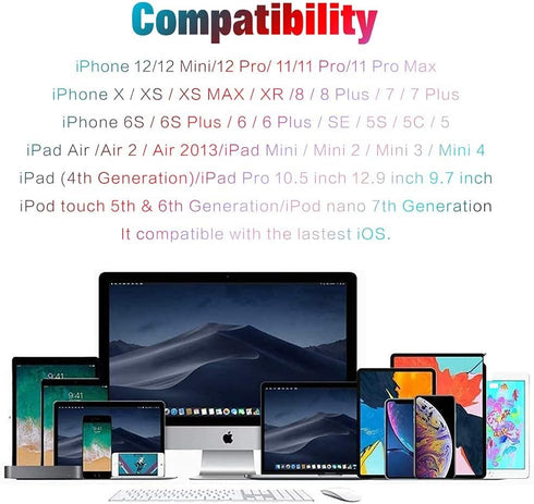 iPhone Charger Cord Right Angle Lightning Cable 6FT 5 Pack 90 Degree Nylon Braid Charging Cord Fast Charging Compatible for iPhone 12/12pro/11/11p...