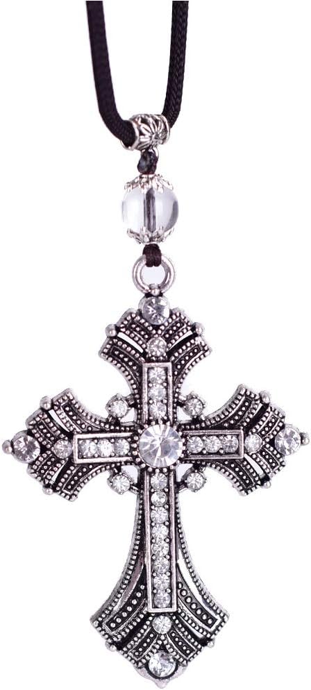 Car Pendant Metal Diamond Hanging Cross Auto Interior Rearview Mirror Dangle Ornament Accessories Gifts...