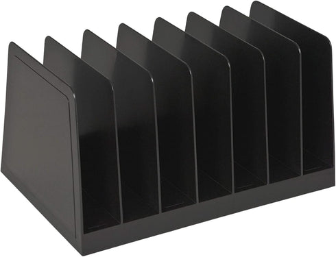 1InTheOffice Desktop File Organizer Vertical, Mail Organizer, 7 Compartments Office File Sorter, 4-3/4" H x 8-3/4" W x 5-1/2" D, Plastic, Black...