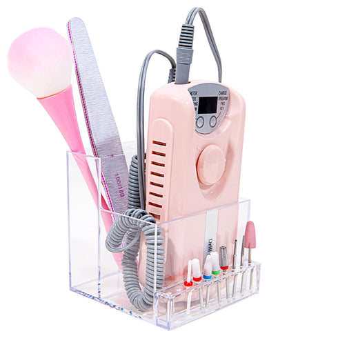 Nail Drill Machine & Bits Holder Storage Case,Transparent 10 Holes Nail Drill Grinding Bit Organizer Nails Manicure Tools Display Box for Nail Sal...